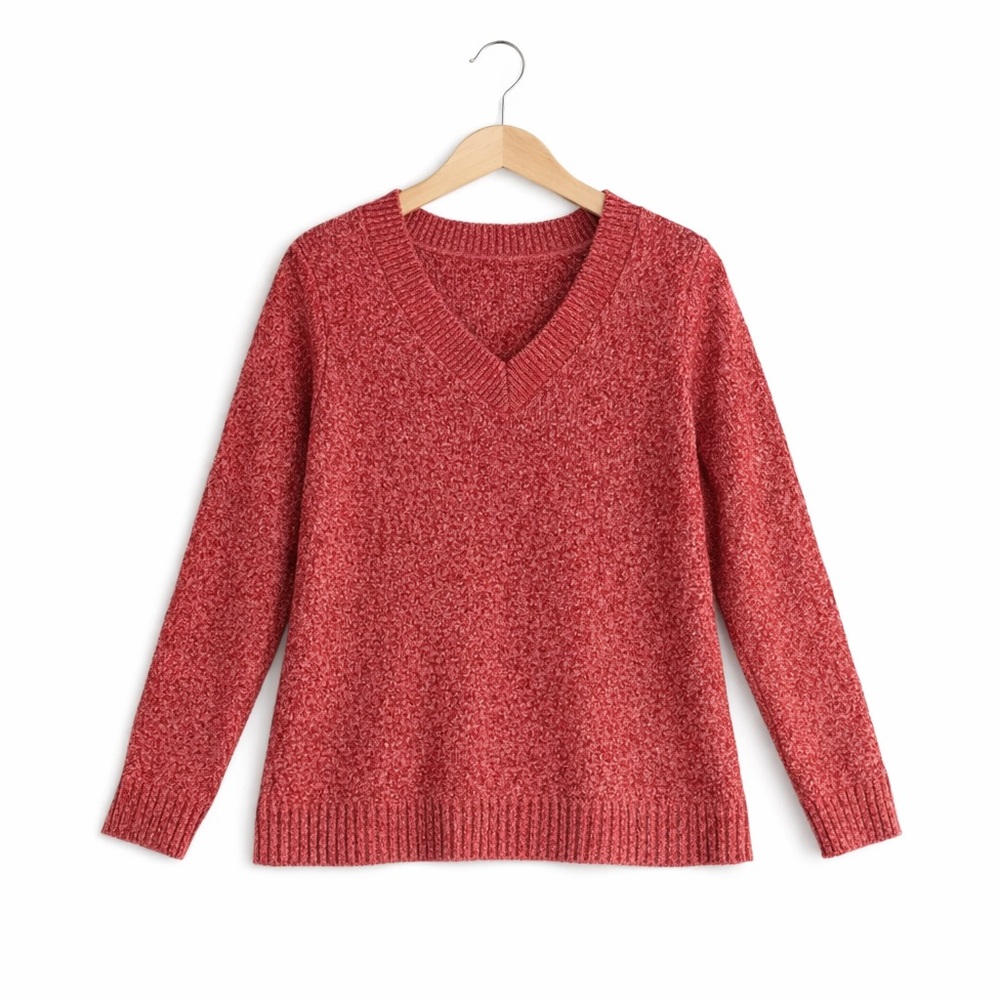J. Jill Red Knit VNeck Sweater